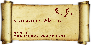 Krajcsirik Júlia névjegykártya